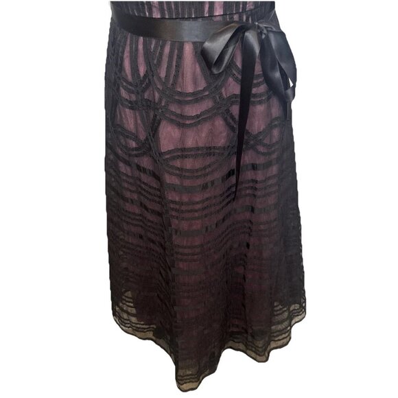BCBGMAXAZRIA Black & Pink Tulle Woven Spaghetti Strap Cocktail Party Dress Sz 8 - Picture 3 of 11